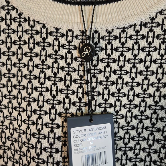 Adrianna Papell Black and Cream Crew Neck Sweater M - Picture 3 of 3